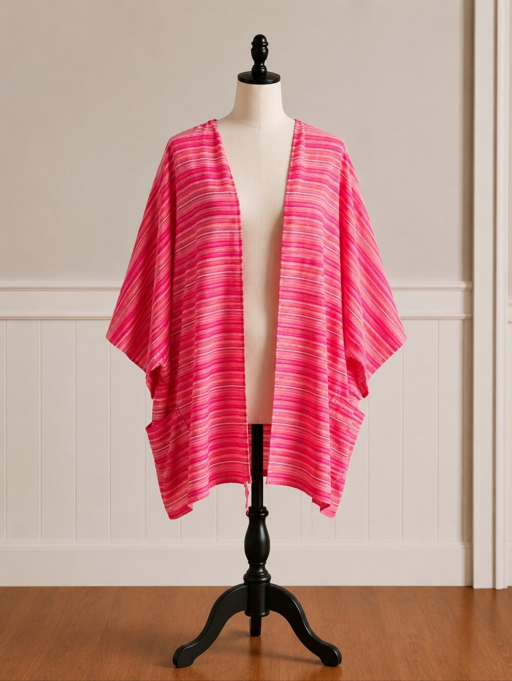 Jones New York Open Front Striped Kimono